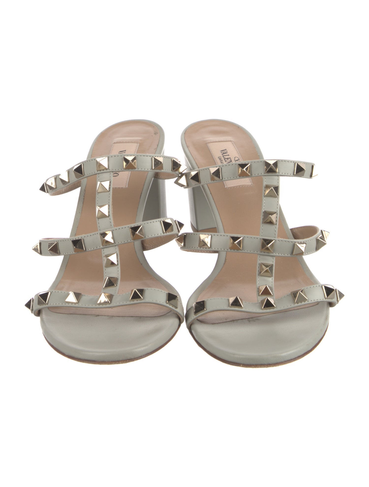 Valentino Rockstud Accents Leather Slides